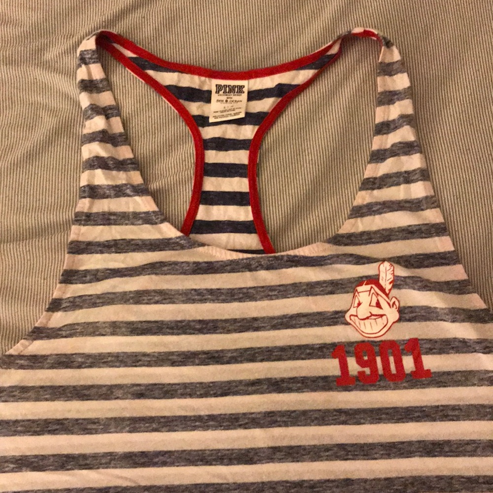 Striped racerback cleveland Indians PINK tank top